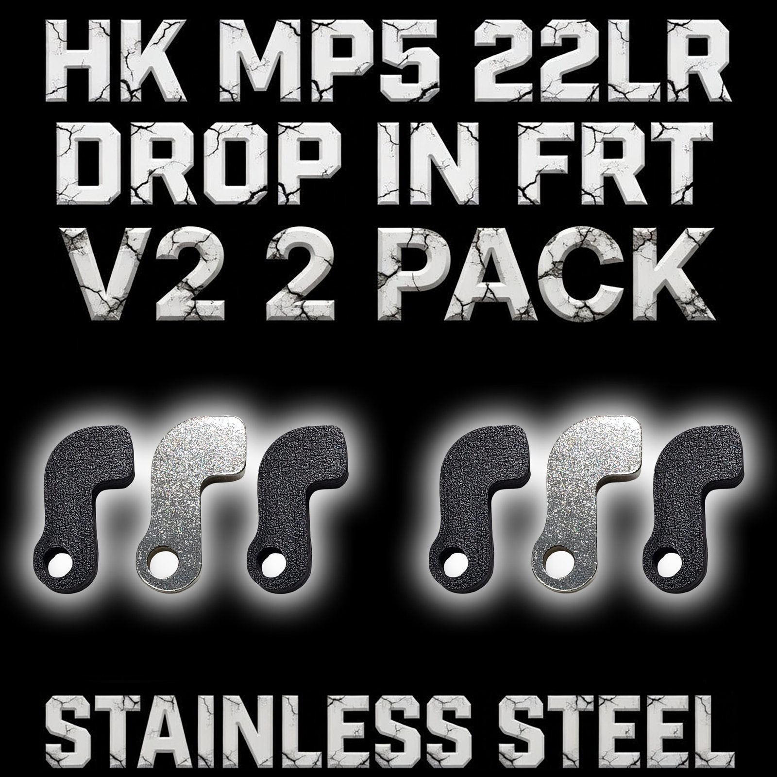 HK MP5 22LR Steel FRT 2 Pack with 2x PET-CF practice triggers - 316 stainless steel forced reset trigger combo