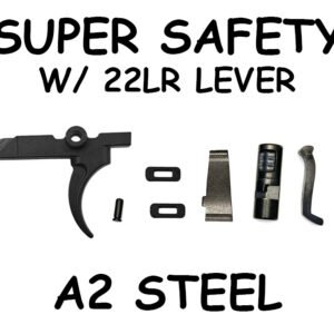 Super Safety FRT 3 Position single kit with A2 tool steel cam and lever, 316 stainless 22LR lever, and pre-cut drop-in trigger for AR-15