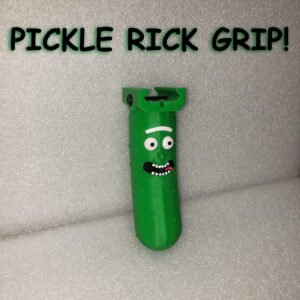 Pickle Rick novelty Picatinny foregrip AFG VFG style 3D printed in tough PLA+ with hardware