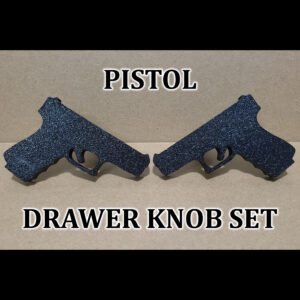 Pistol shaped drawer knobs set of 2 left and right facing black PLA+ with stainless screws